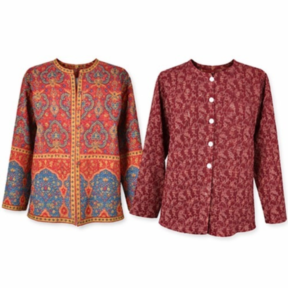 Vtg‎ Orvis Reversible Quilted Jacket Womens M Paisley Boho Hippie Artsy Cardigan